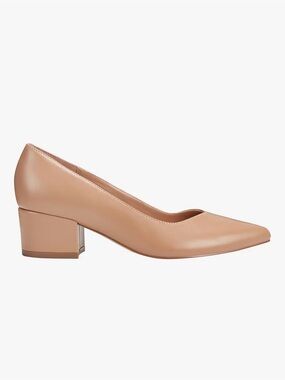 Marc Fisher Nude-Tan Pointed Block Heel Pump